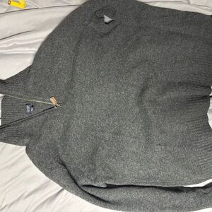 J. Crew Men's Charcoal Wool Zip-Up Sweater